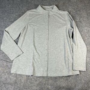 Soft Surroundings Tunic Top Womens XL Light Gray Button Snap Up Maternity